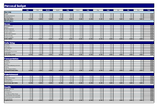 personal budget worksheet 