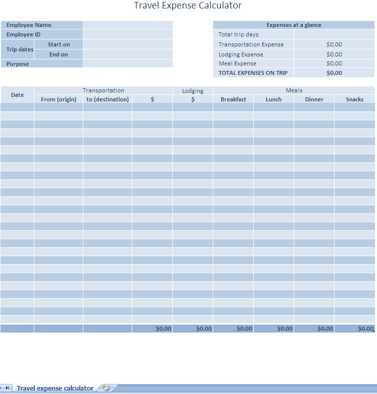 Travel Mileage Log Template