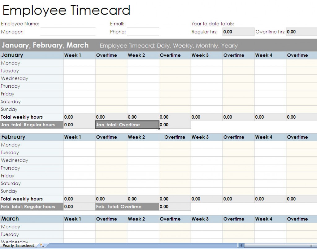 Employee timesheet spreadsheet form