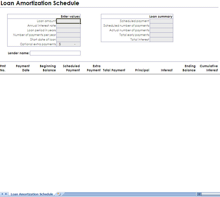 amortization income statement. Amortization Calculator