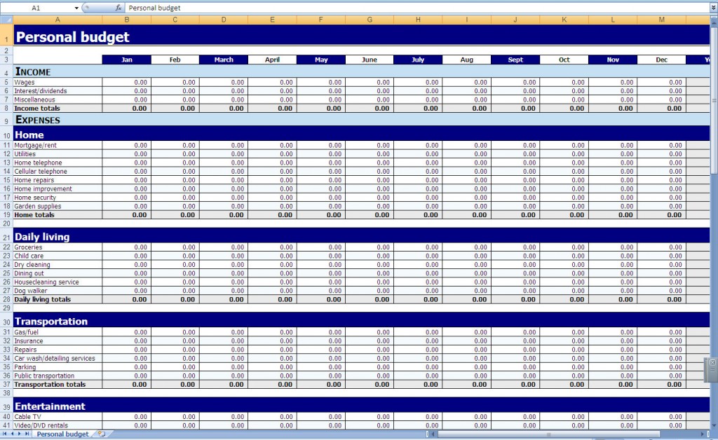 personal budget sheet. monthly udget worksheet