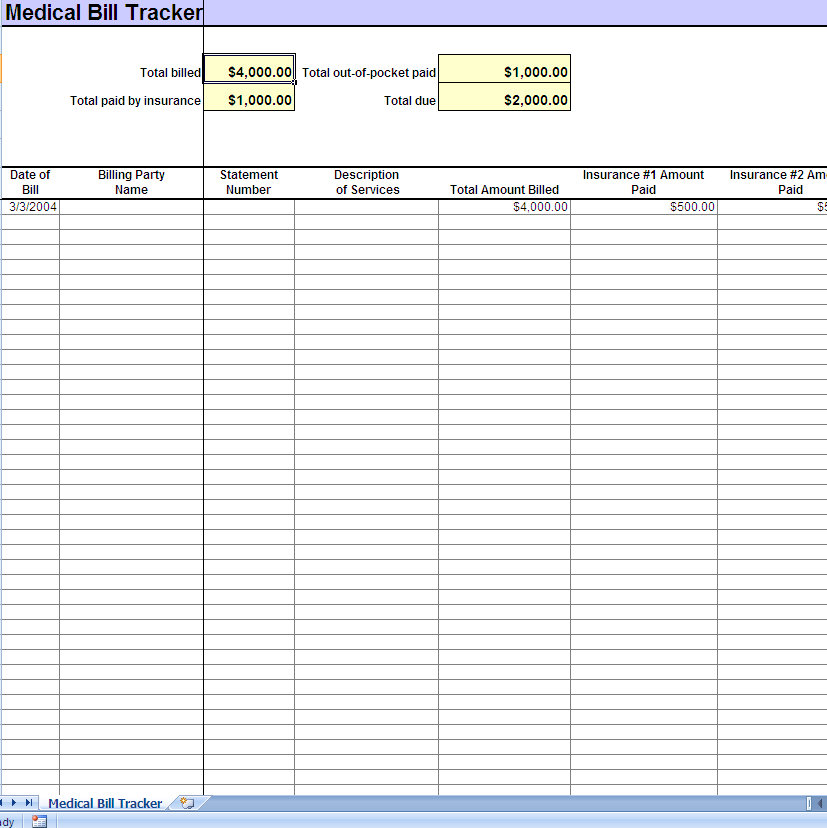 Medical Bill Tracker - Medical Expense Tracking - Document Medical Bills