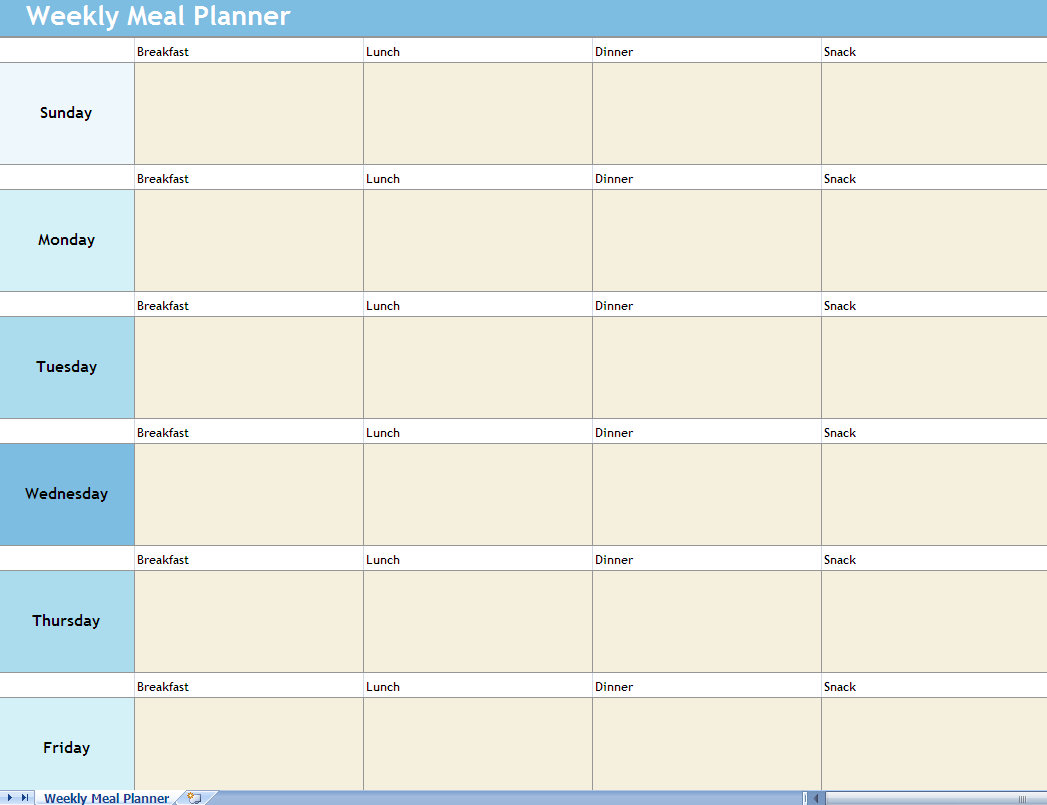 Monthly Diet Meal Planner Template