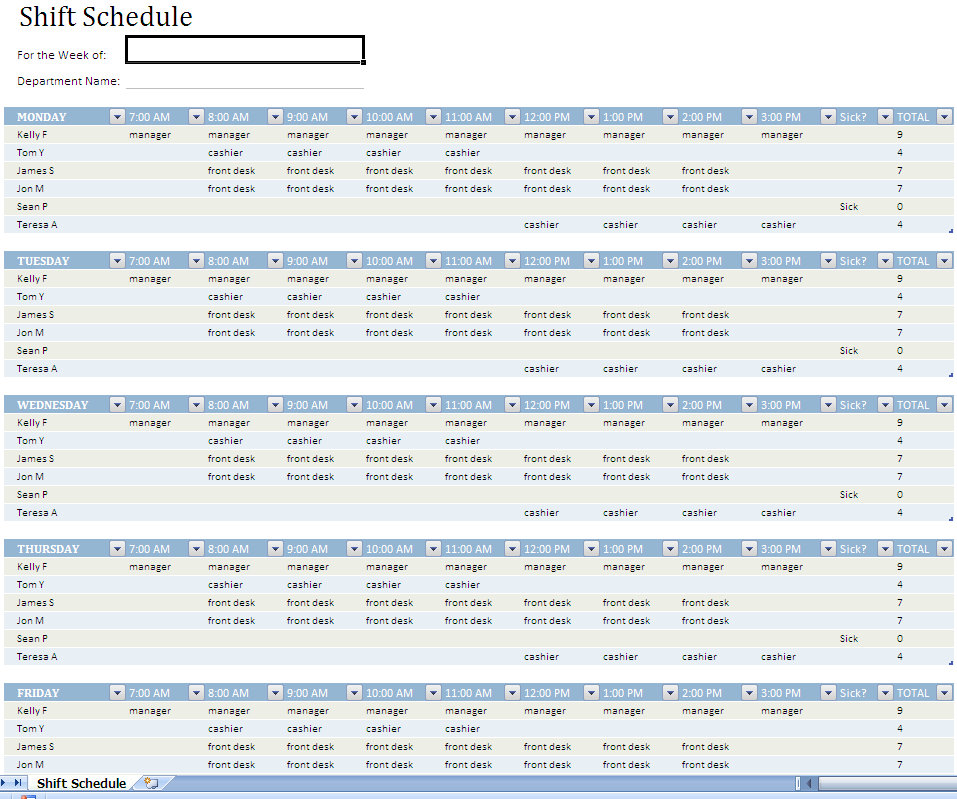 weekly schedule excel. Hospital Nurse Schedule Excel