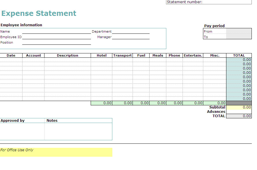 Travel Expense Reporting Excel Worksheet