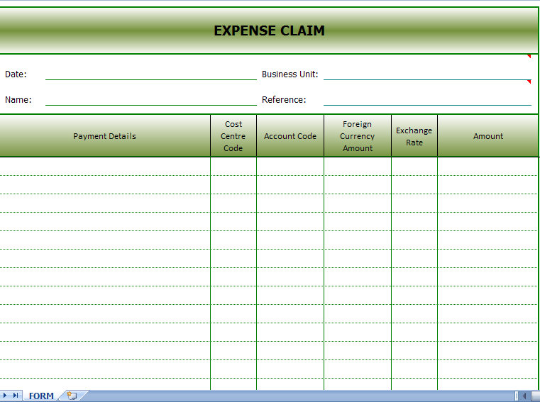 Business Expense Form Template