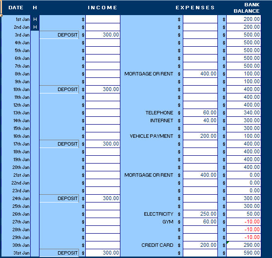 excel templates for household budget