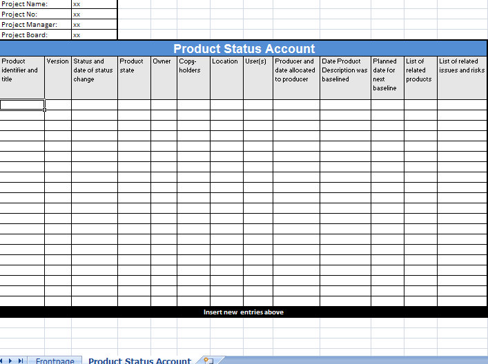 Prince2 Management Product List