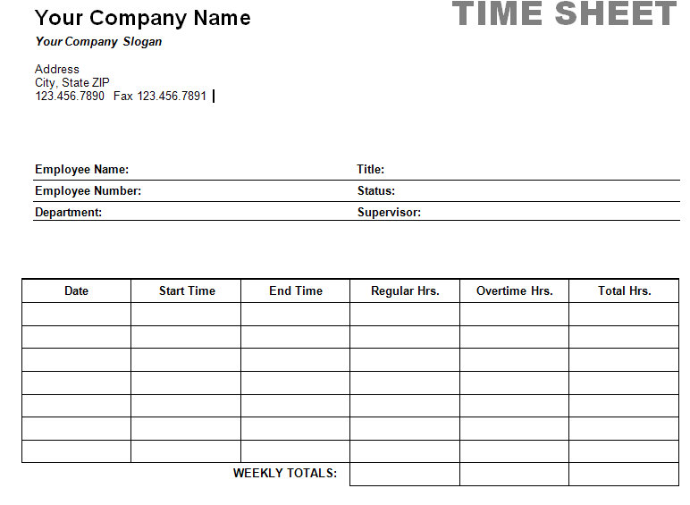 free timesheet template. Time Sheet Excel Template