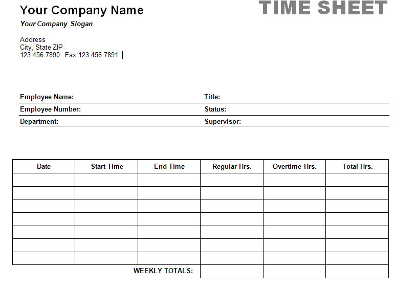 employee time sheets printable