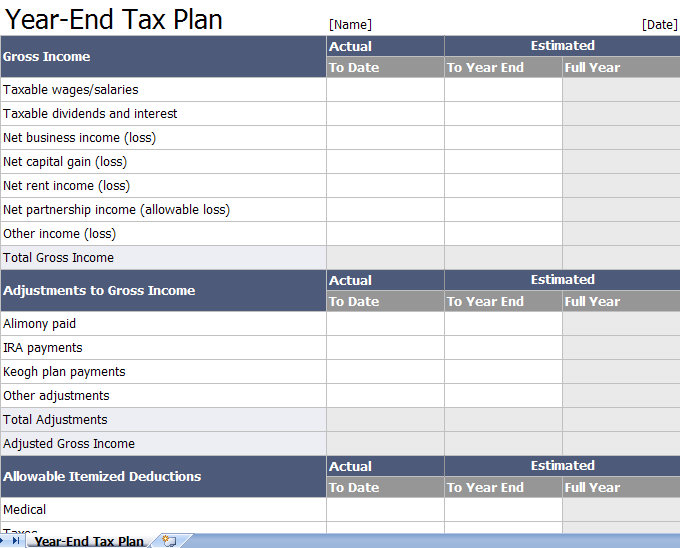 excel tax return workpapers preparation templates