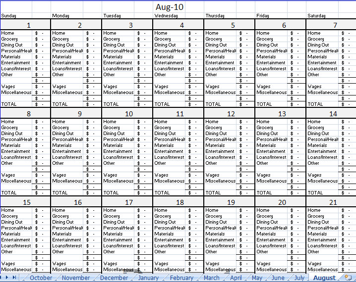 daily budget excel