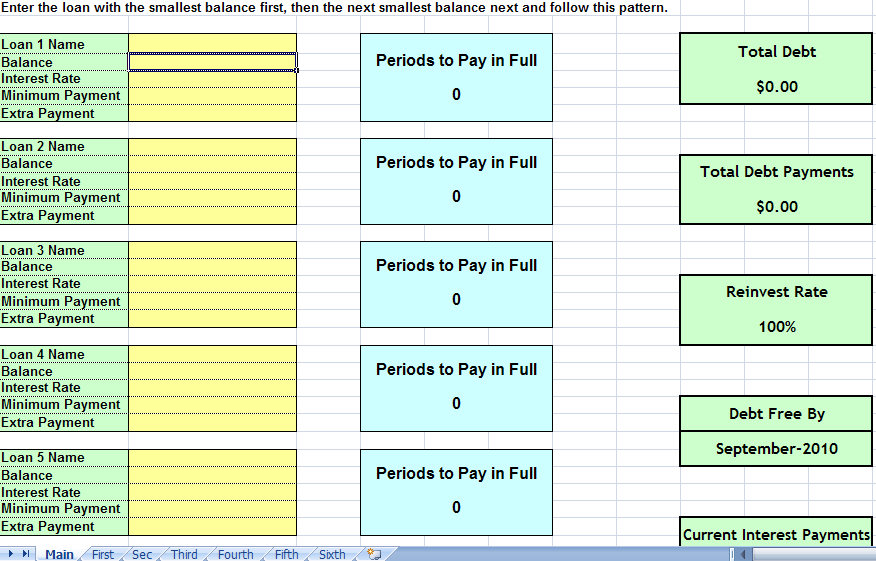 debt reduction spreadsheet