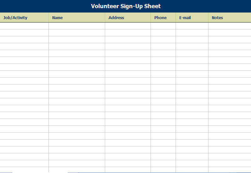 sign up sheets templates