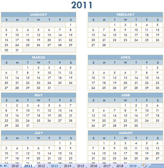 2011 annual calendar printable. 2011 Free Annual Calendar