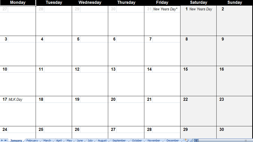 excel calendar template. 2011 calendar templates with