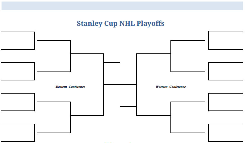 Printable Blank PDF  NHL Hockey Playoffs Stanley Cup Bracket