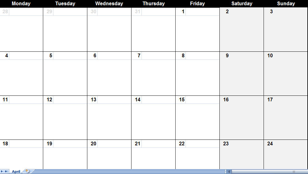 printable monthly calendar april 2011. april 2011 calendar