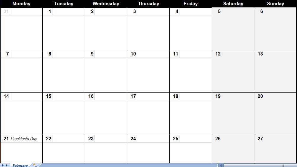 february 2011 calendar