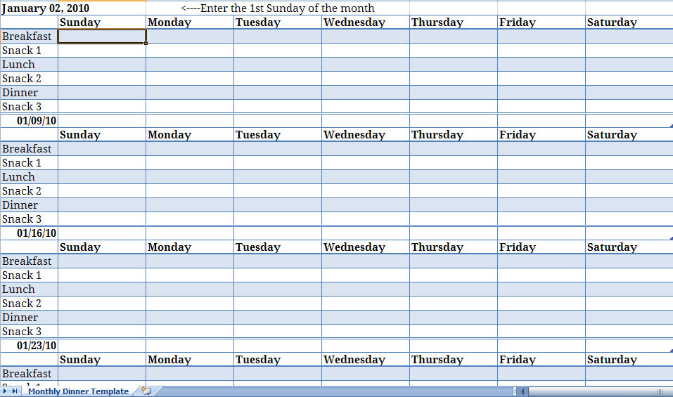 Diet Meal Planner Template