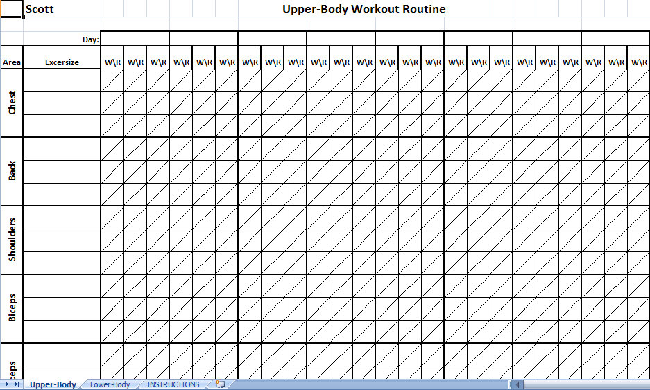 workout plan sheet