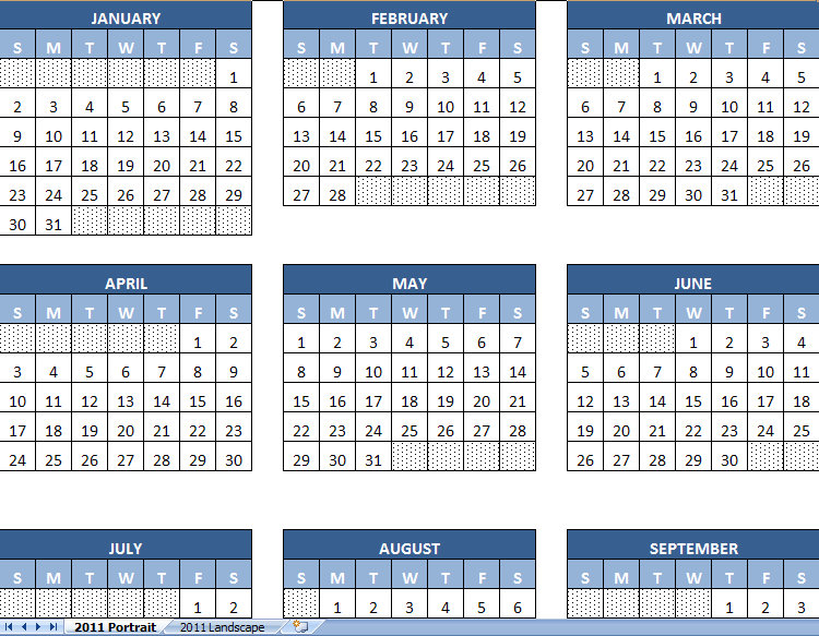 2011 calendar. 2011 calendar template excel.