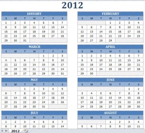 Printable Calendar 2012 Yearly on 2012 Printable One Page Excel Yearly Calendar Template E1315278901195