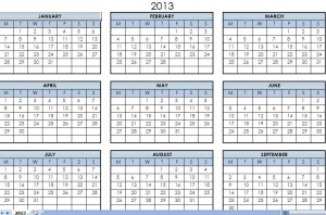 Annual Calendar 2013 Printable on 2013 Printable One Page Excel Yearly Calendar Template 300x198 Jpg
