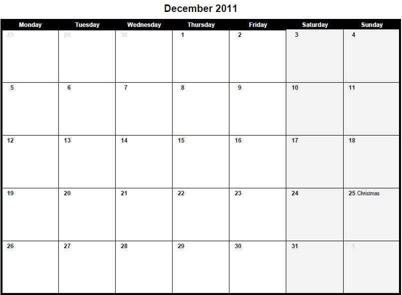 december calendar 2011 with holidays. december calendar 2011.