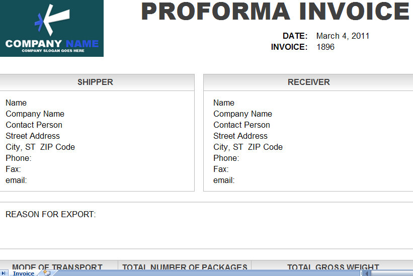 Pro forma invoice