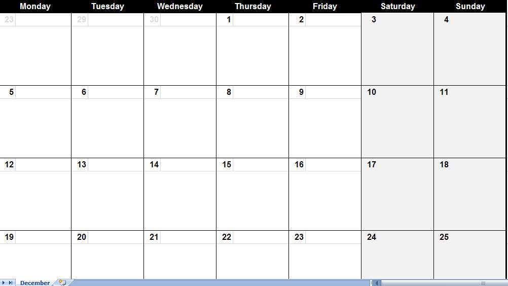 Download this December 2011 Printable Monthly Calendar Template by clicking