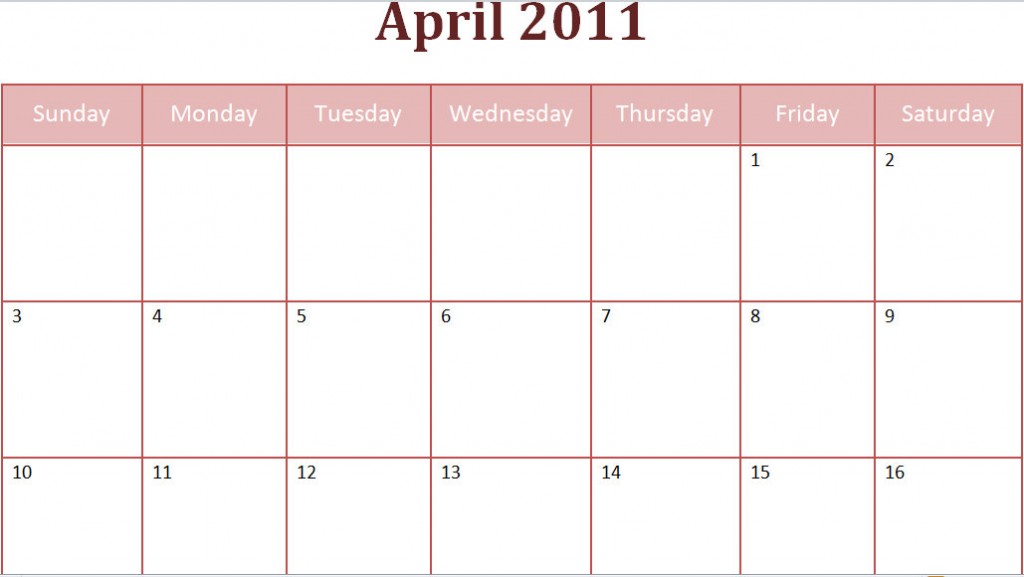 printable april 2011 calendar with holidays