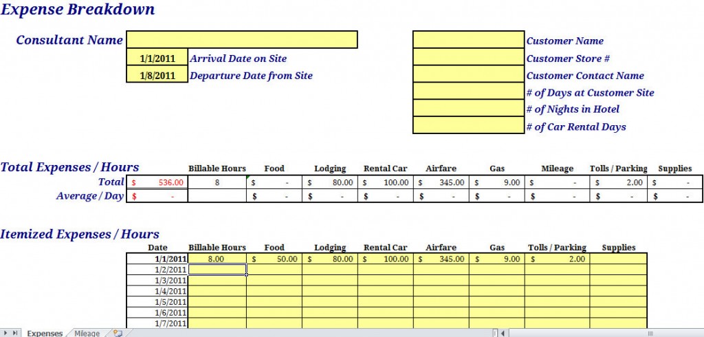 Mileage Form Template from www.myexceltemplates.com