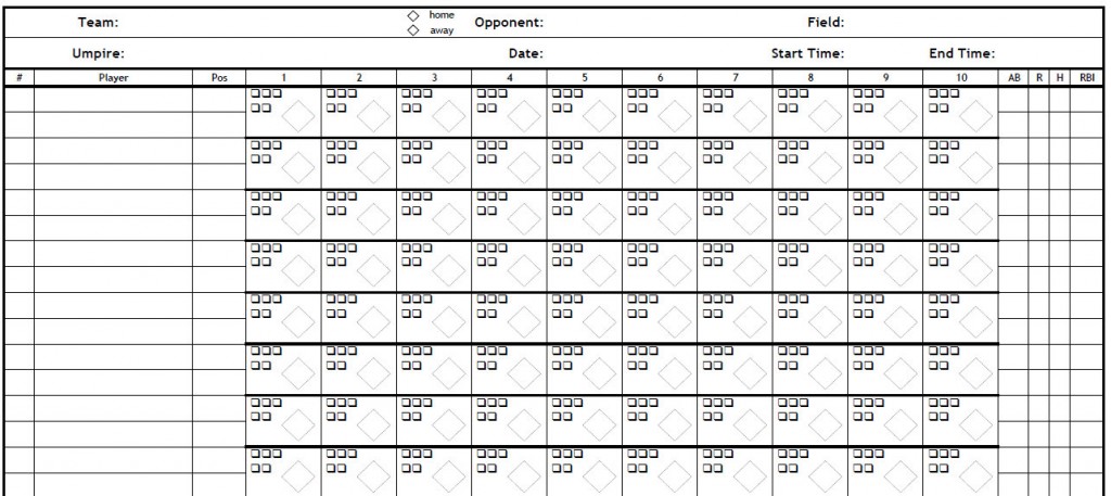 printable PDF Baseball scorecard screenshot