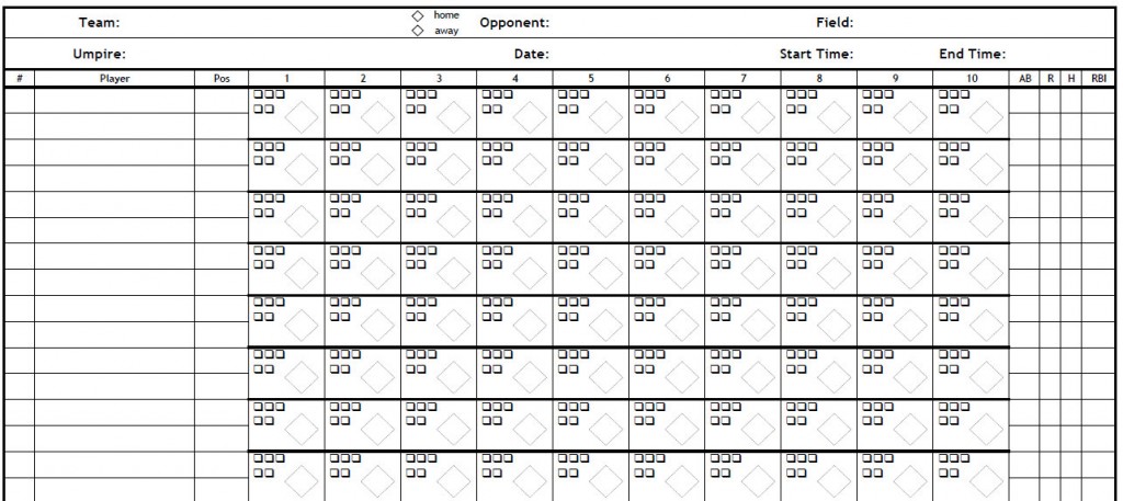 printable PDF Baseball scorecard screenshot