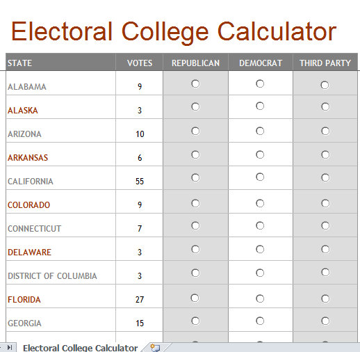 electoral college tracking calculator