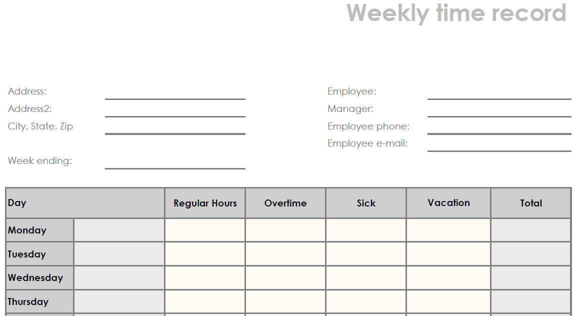 Free Printable Time Sheets Forms