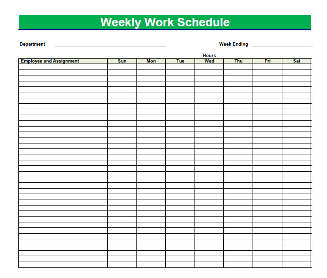 Blank Work Schedule Template from www.myexceltemplates.com