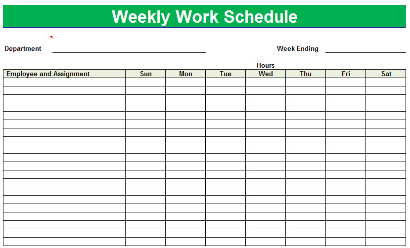 blank printable weekly schedules