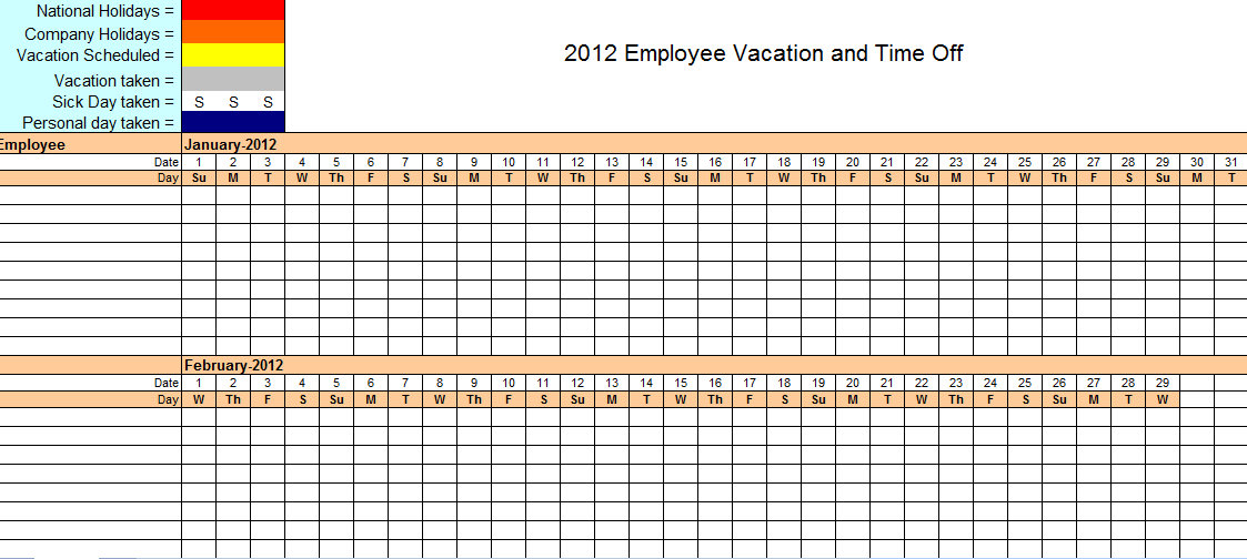 Monthly Planner 2012 Excel Free