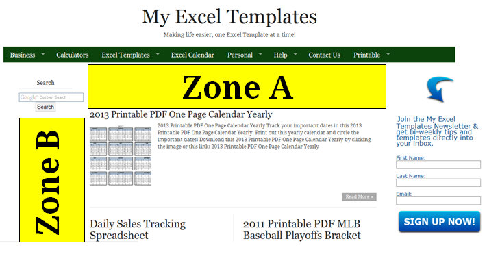 Advertising Rates My Excel Templates Front Page