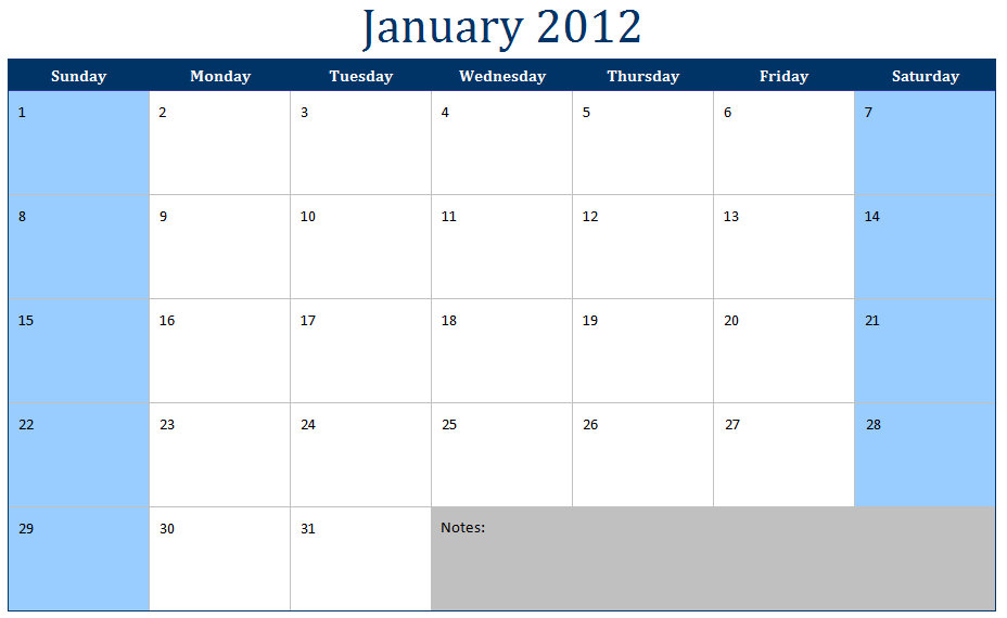 2012 Printable Monthly Calendar Excel Template | january 2012 calendar january 2012 calendar printable 2012 Printable Monthly Calendar Excel Template | january 2012 calendar january 2012 calendar printable