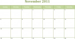 Blank Calendar 2011 on Printable Blank Pdf November 2011 Monthly Calendar 300x157 Jpg