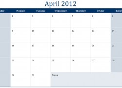 2012 Monthly Calendar Template on April 2012 Printable Monthly Calendar Template 250x180 Jpg