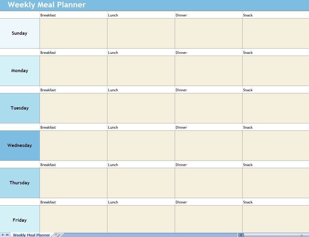 weekly meal planner Archives My Excel Templates